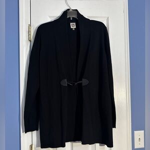 Anne Klein Long Black Cardigan Size Large